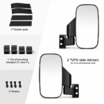 Upgrade Your Ride with Heavy-Duty UTV Rear View Side Mirrors Set, Compatible with Polaris RZR XP 570 800 900 1000 & Crew Ranger Models, Features Wide-Angle Adjustable Glass for Enhanced Off-Road Safety and Easy Bolt-On Installation. - Image 2
